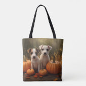 Jack Russell Puppy Herfst Delight Pompoen Tote Bag (Achterkant)