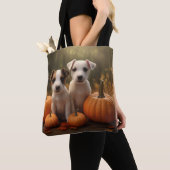 Jack Russell Puppy Herfst Delight Pompoen Tote Bag (Dichtbij)