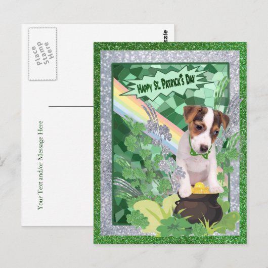 Jack Russell Puppy Nummer 1 Happy St Patricks Day Briefkaart (Voorkant / Achterkant)
