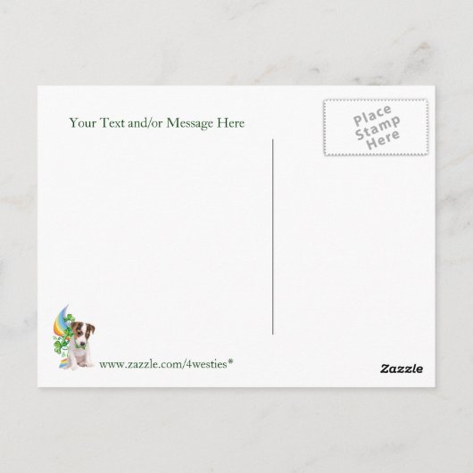 Jack Russell Puppy Nummer 1 Happy St Patricks Day Briefkaart (Achterkant)
