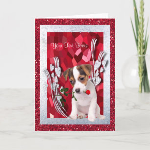Jack Russell Puppy past het Groet van de Valentijn Feestdagen Kaart