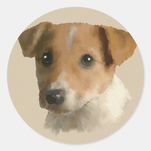 Jack Russell Puppy Ronde Sticker (Voorkant)