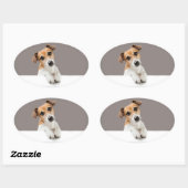 Jack Russell Puppy Sweet Schattig Baby Jack Ovale Sticker (Vel)