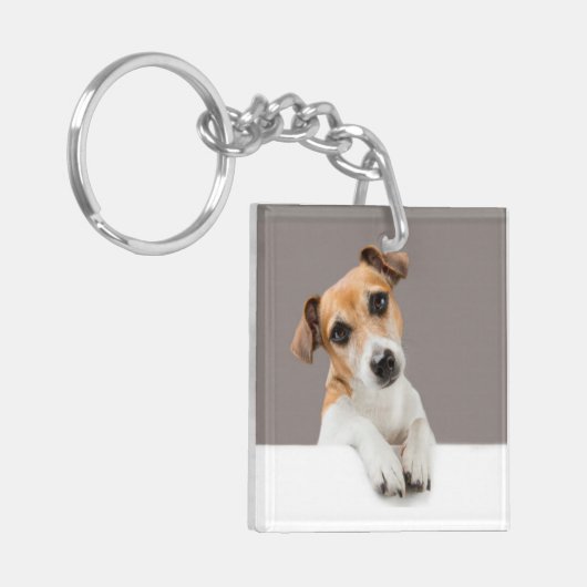 Jack Russell Puppy Sweet Schattig Baby Jack Sleutelhanger (Voorkant Links)