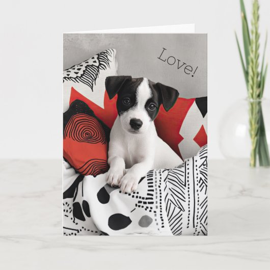 Jack Russell Puppy Valentijn Kaart (Voorkant)