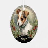 Jack Russell Puppy's eerste kerst Ornament (Voorkant links)
