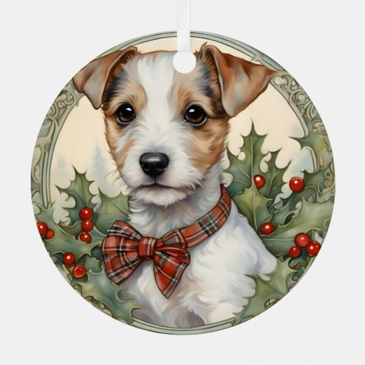 Jack Russell Puppy's eerste kerst Ornament (Achterkant)