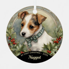 Jack Russell Puppy's eerste kerst Ornament