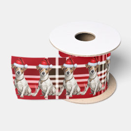 Jack Russell Red Holiday Plaid Funny Dog Kerstmis Satijnen Lint