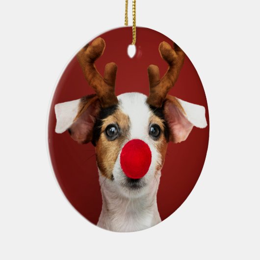 Jack Russell Reindeer Keramisch Ornament (Rechts)