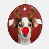 Jack Russell Reindeer Keramisch Ornament (Links)