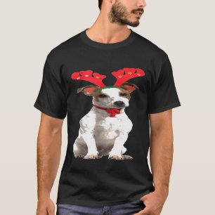 Jack Russell Reindeer Kersthond Funny T-shirt