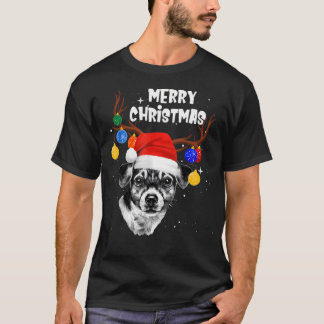 Jack Russell Reindeer Merry Kerstmis T-shirt