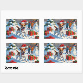 Jack Russell rent in de sneeuw met kerst Pet Rechthoekige Sticker (Vel)