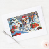 Jack Russell rent in de sneeuw met kerst Pet Rechthoekige Sticker (Envelop)
