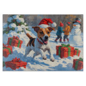 Jack Russell rent in de sneeuw met kerst Pet Snijplank (Voorkant)