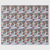 Jack Russell Rent in de Sneeuw met Kerstmuts Cadeaupapier (Vlak)