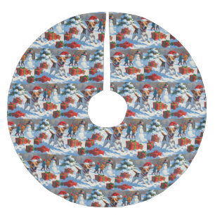 Jack Russell Rent in de Sneeuw met Kerstmuts Kerstboom Rok