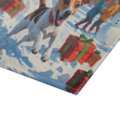 Jack Russell Rent in de Sneeuw met Kerstmuts Snijplank (Hoek)