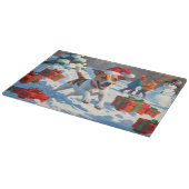 Jack Russell Rent in de Sneeuw met Kerstmuts Snijplank (Hoek)