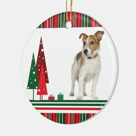 Jack Russell Retro kerstversiering Keramisch Ornament (Links)
