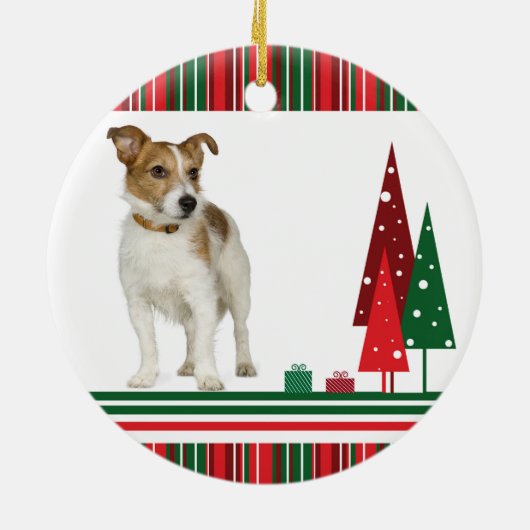 Jack Russell Retro kerstversiering Keramisch Ornament (Achterkant)