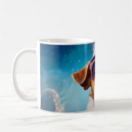 Jack Russell, roze bril en roze pet Koffiemok