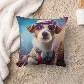 Jack Russell, roze bril en roze pet Kussen (Deken)