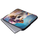 Jack Russell, roze bril en roze pet Laptop Sleeve (Voorkant onderkant)