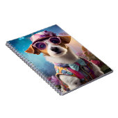Jack Russell, roze bril en roze pet Notitieboek (Rechterzijde)
