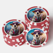 Jack Russell, roze bril en roze pet Poker Chips (Opstapeling)