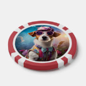 Jack Russell, roze bril en roze pet Poker Chips (Enkel)