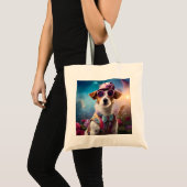 Jack Russell, roze bril en roze pet Tote Bag (Voorkant (product))