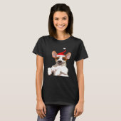 Jack Russell Santa Hat Cool Afbeelding Kerstmis T-shirt (Voorkant volledig)