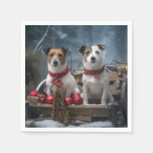 Jack Russell Sneeuw Slede Kerst Decoratie  Servet (Voorkant)