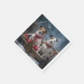 Jack Russell Sneeuw Slede Kerst Decoratie  Servet (Hoek)