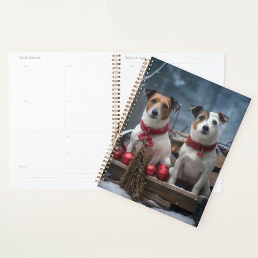 Jack Russell Sneeuw slee Santa Kerst Decoratie Planner (Display)