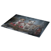 Jack Russell Sneeuw Sleebells Kerst Decoratie  Snijplank (Hoek)