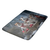 Jack Russell Sneeuw Sleigh Kerst Decoratie Badmat (Gekanteld)