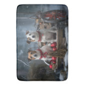 Jack Russell Sneeuw Sleigh Kerst Decoratie Badmat (Voorkant Verticaal)