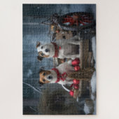 Jack Russell Sneeuw Sleigh Kerst Decoratie  Legpuzzel (Verticaal)