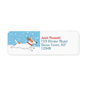 Jack Russell Snow Dog Vakantie Retouradres Etiket (Voorkant)