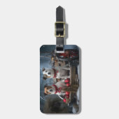 Jack Russell Snowy Sleigh Kerstdecoratie Bagagelabel (Voorkant verticaal)