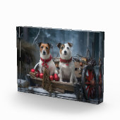 Jack Russell Snowy Sleigh Kerstdecoratie Fotoblokken (Rechts)