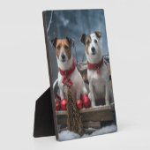 Jack Russell Snowy Sleigh Kerstdecoratie Fotoplaat (Zijkant)