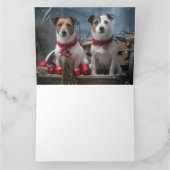 Jack Russell Snowy Sleigh Kerstdecoratie Kaart (Binnen)