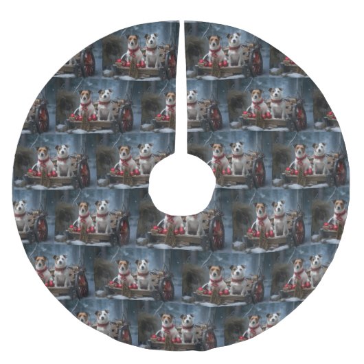 Jack Russell Snowy Sleigh Kerstdecoratie Kerstboom Rok (Voorkant)