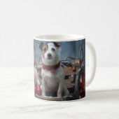 Jack Russell Snowy Sleigh Kerstdecoratie Koffiemok (Voorkant rechts)