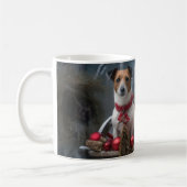 Jack Russell Snowy Sleigh Kerstdecoratie Koffiemok (Links)