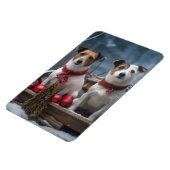 Jack Russell Snowy Sleigh Kerstdecoratie Magneet (Linkerzijde)